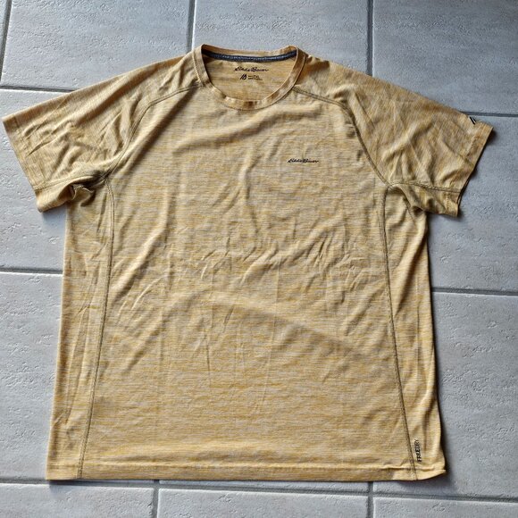 Mens Eddie Bauer Motion Free Dry Active Shirt Tall Extra Large TXL Yellow - Picture 1 of 2
